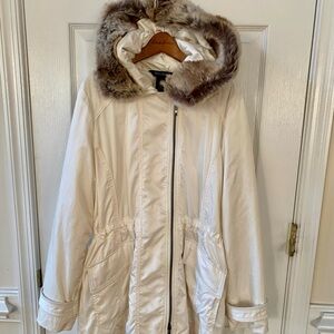 WHBM Removable Fur Trimmed Hooded Coat Size S